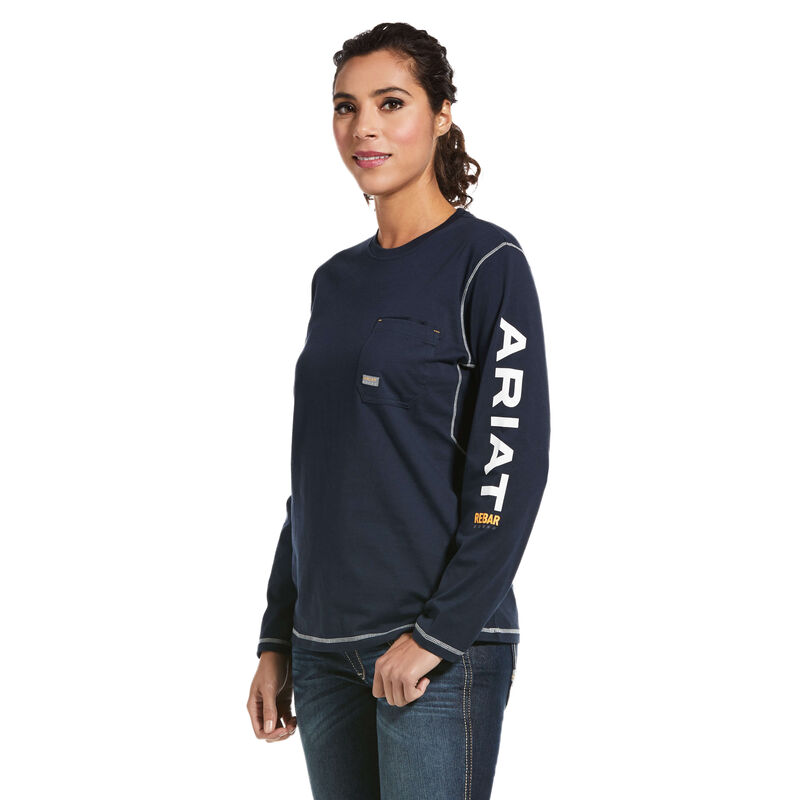 Ariat T-Shirts Damen - Rebar Workman Logo Navy ( CZJSF-5321 )